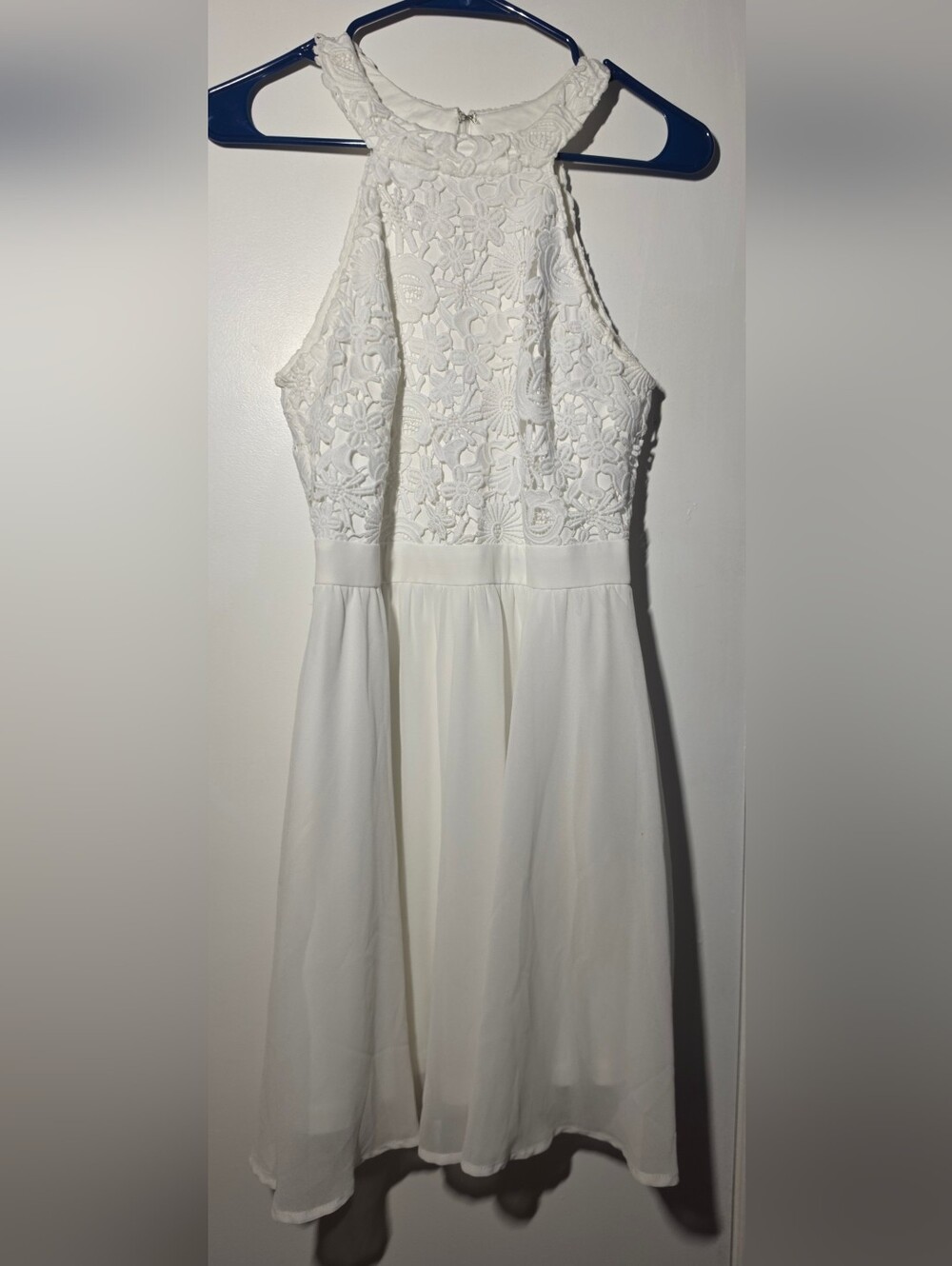 Lulu's White Floral Lace Halter Midi Dress
